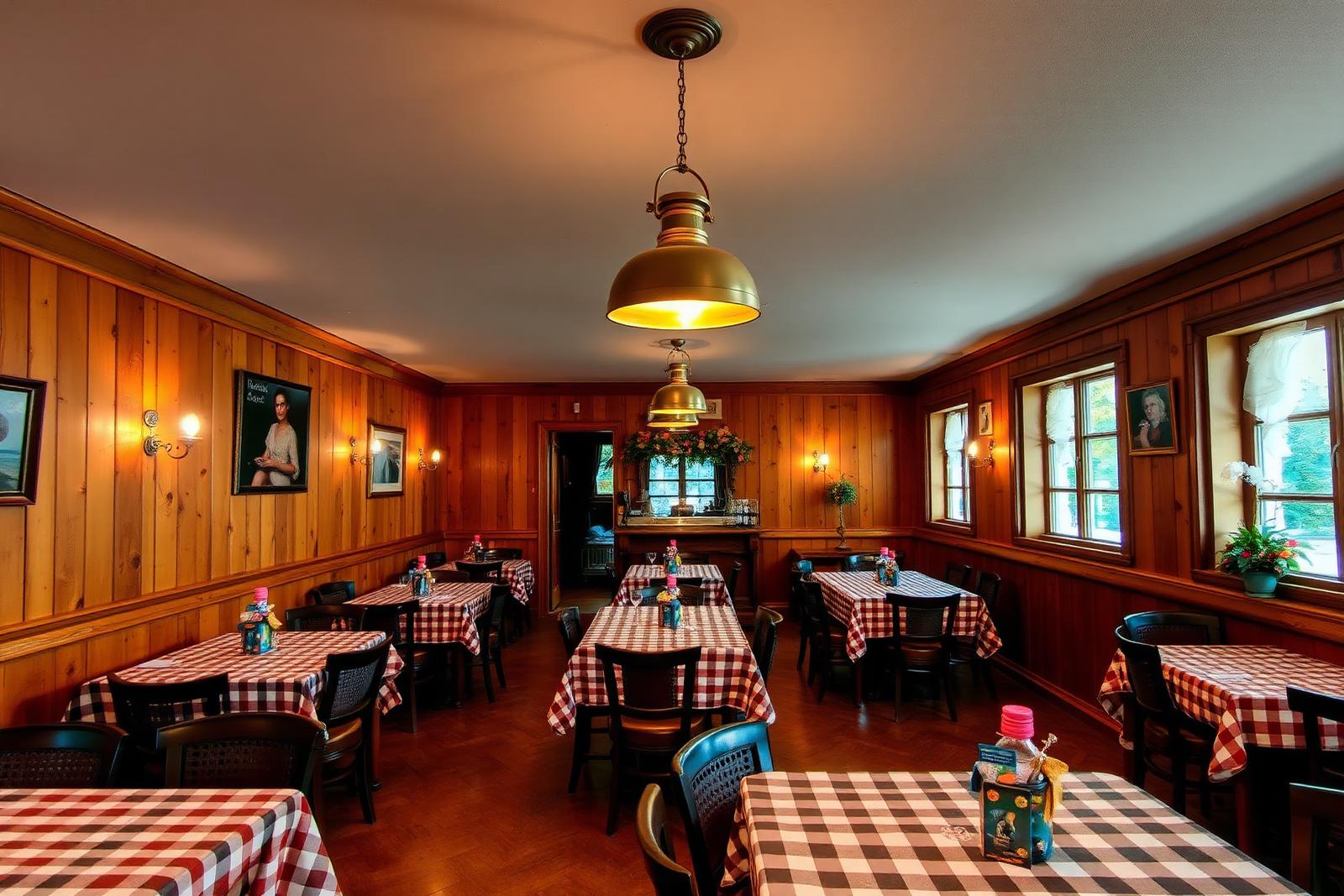 Rustikales Restaurant-Interieur der Spinner-Brücke